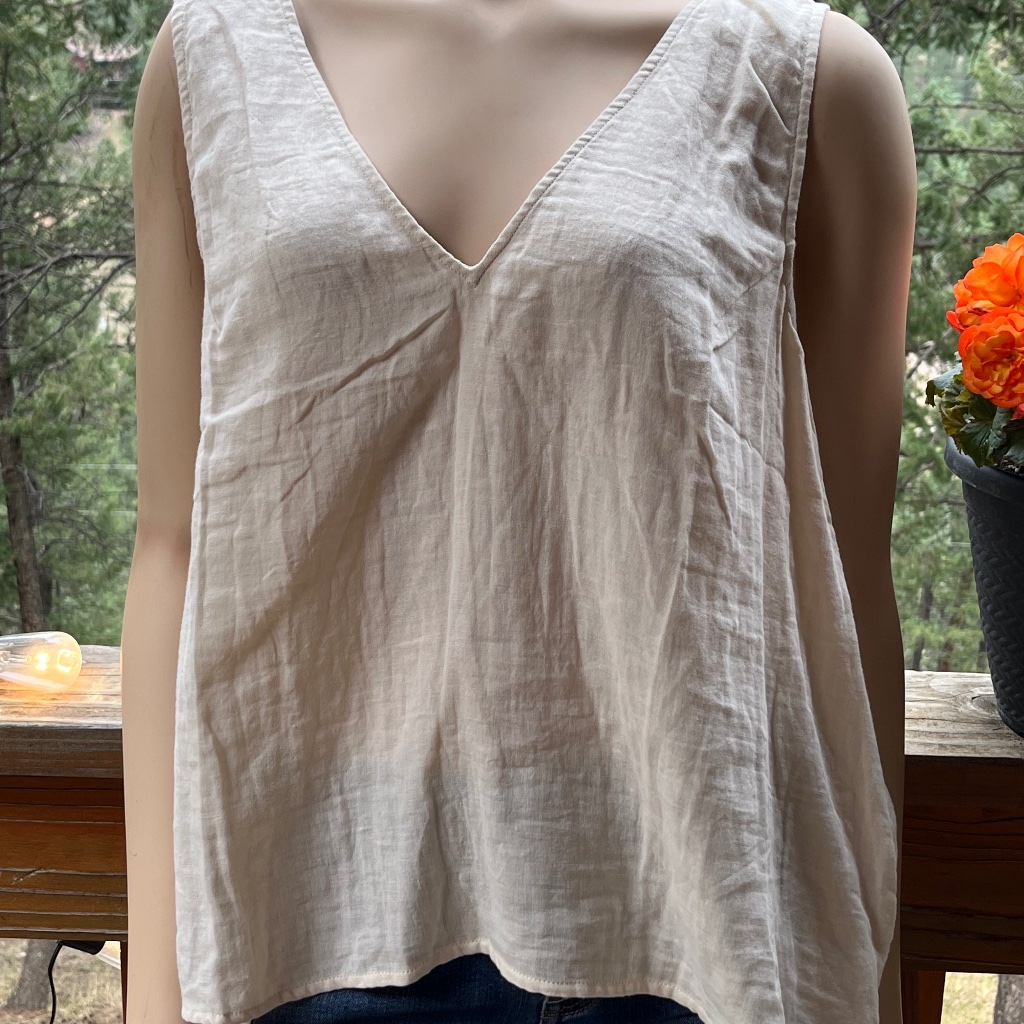 Calme By Johnny Was L Creme Linen Sleeveless Top Nwt